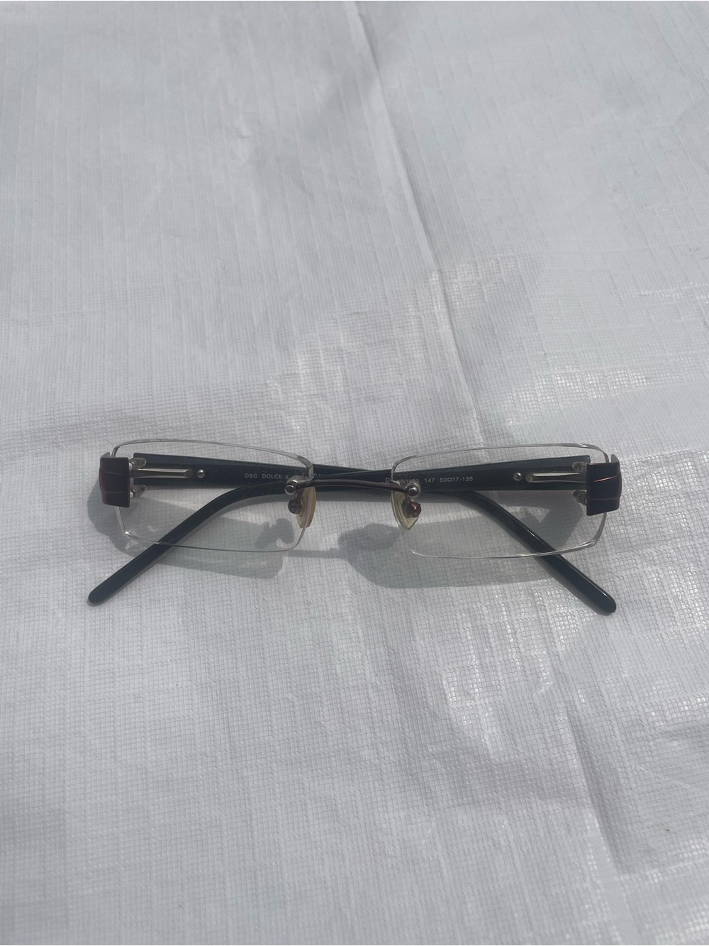 Dolce Gabbana Eyeglasses Black Silver Square Rimless 1153 147 50-17 135